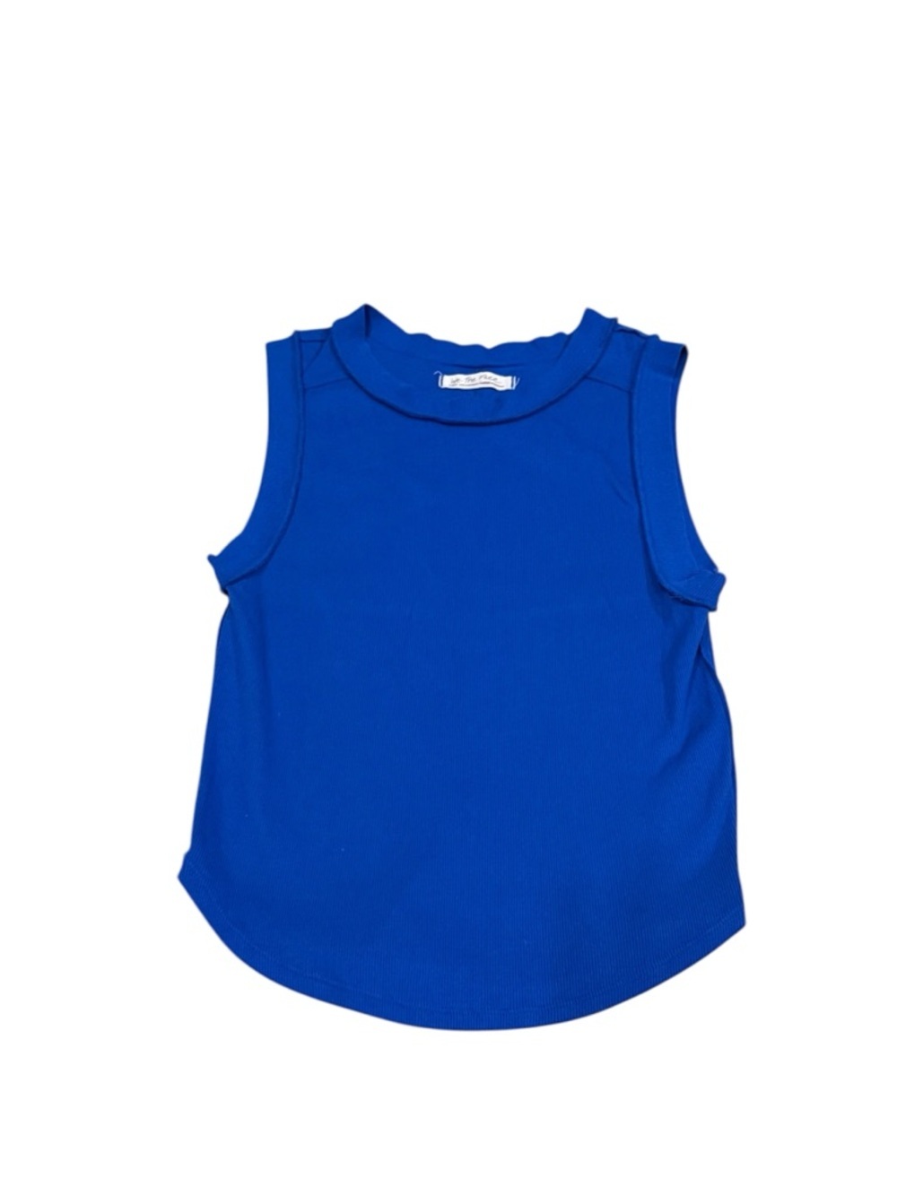 We The Free Free People Blue Ribbed Tank Top Size Large Sleeveless Stretch Basic - Picture 2 of 11